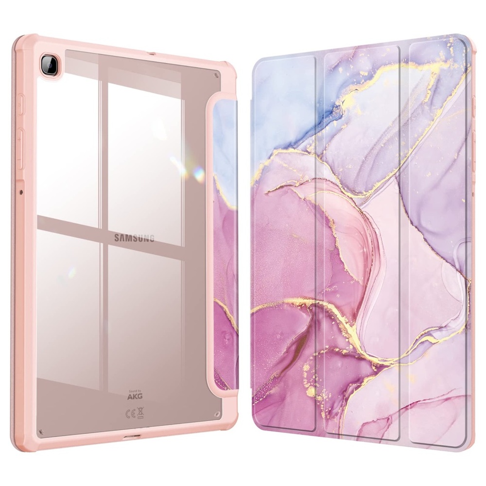 🆕 Fintie Glittery Marble Pink Transparent Case Samsung Tab S6 Lite 2020/2022